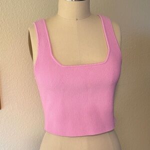 Abound Pink Tank Top Square Neck Line Size Large